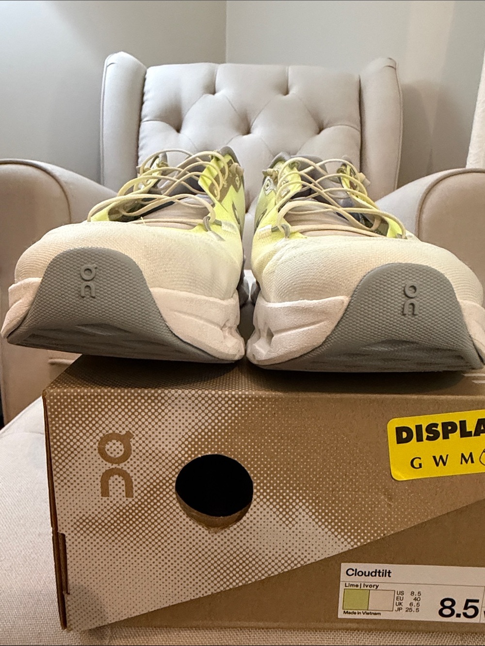 GUC On Cloud Cloudtilt Women's Athletic Shoes Sneakers White Yellow- Size 8.5 - Picture 6 of 11